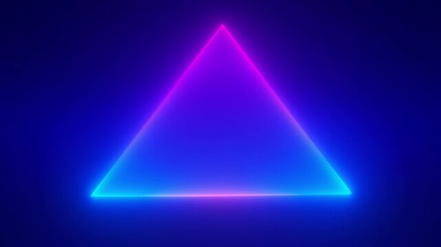 Glowing neon triangle shape on a dark background with particles