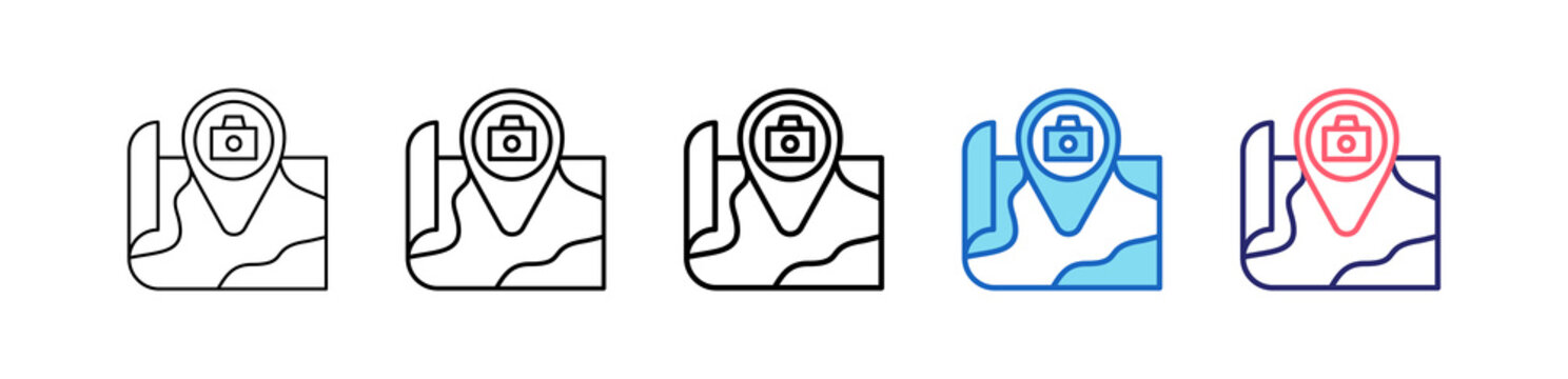 Tourist Attraction Icon In 5 Different Styles Set Collection.   