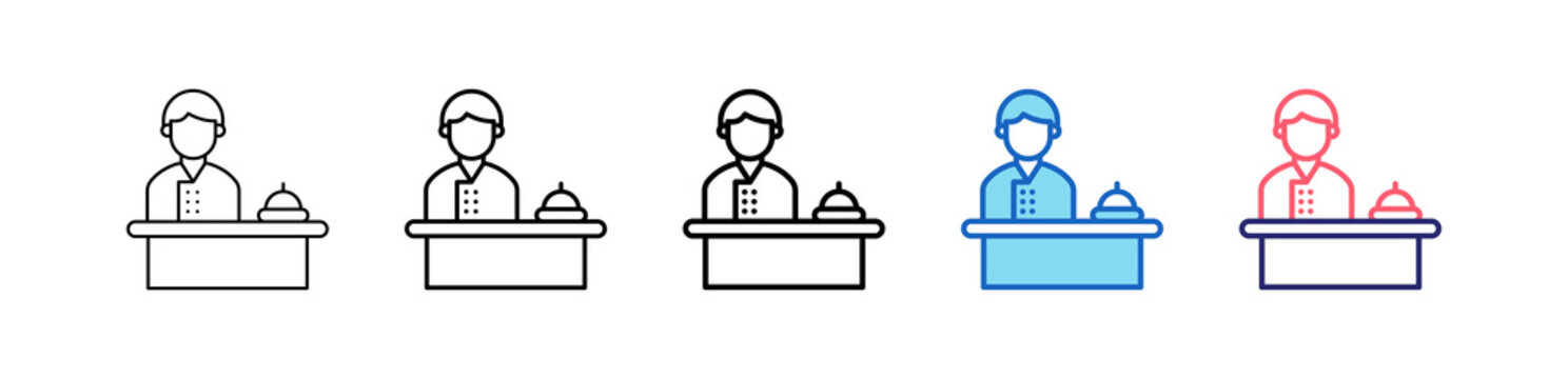 Concierge Icon In 5 Different Styles Set Collection.   