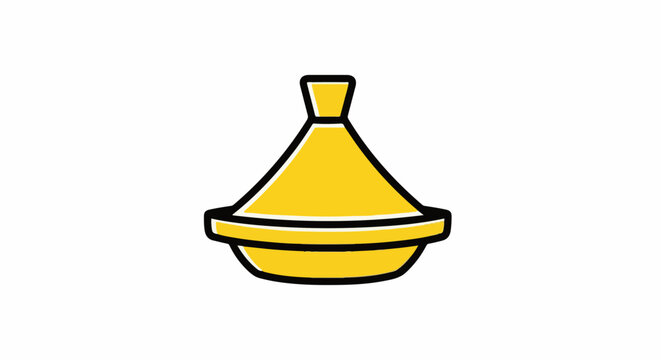 Iconic yellow tagine dish with a conical lid and a wide base