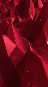Abstract geometric formation of sharp red crystalline structures