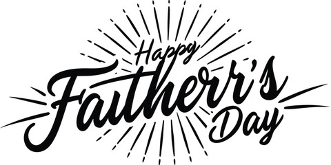 Black happy fathers day text with sunburst rays typography © garin