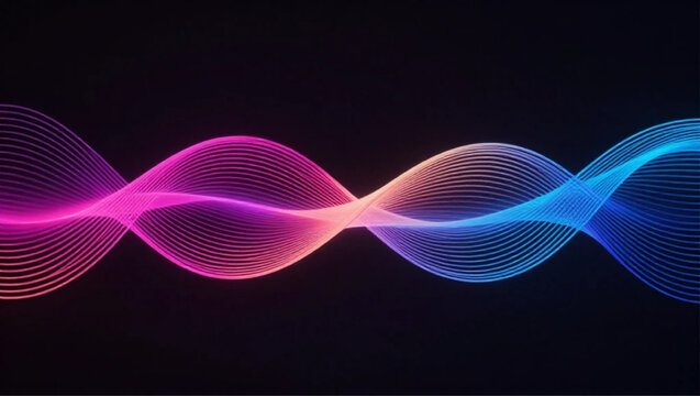 Abstract Tech Waves, abstract technology waves, smooth flowing lines, neon gradient colors, futuristic design, minimal background, ultra high resolution, wave, vector, design, illustration, blue, ligh