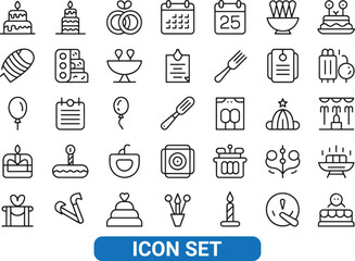 Fototapeta premium holiday and celebration icons flat design vector illustration set