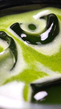 Iced matcha latte, authentic Japanese  tea.