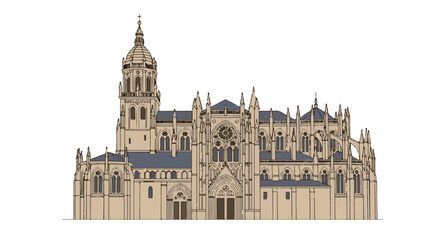 Obraz premium Ornate gothic cathedral with towers, spires, and arched windows