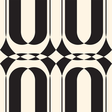 Geometric Arcs, Decorative seamless pattern. Repeating background. Tileable wallpaper print.