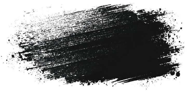 Abstract black grunge ink paint splatter splash brushstroke texture background.