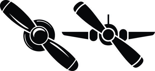 Vintage airplane propeller icons set vector illustration of aircraft parts isolated on white background © NXTall