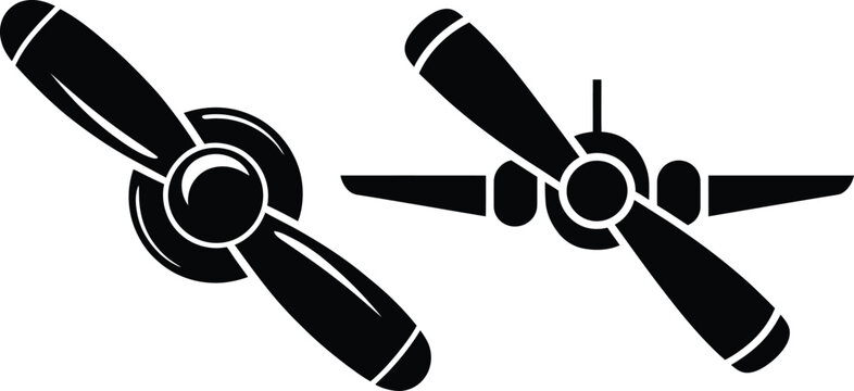 Vintage airplane propeller icons set vector illustration of aircraft parts isolated on white background