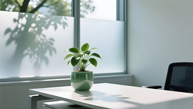 Relaxed Minimalist Workplace with Green Plants