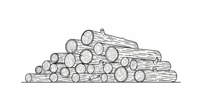 Stack of raw timber logs, showing circular grain patterns