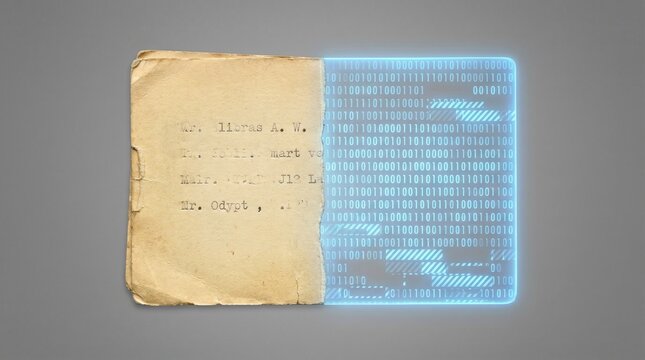 Historic Paper Document Merging into Digital Binary Data Stream