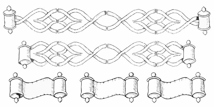 Intricate scrollwork border with knotwork design hand drawn style on a white background high quality