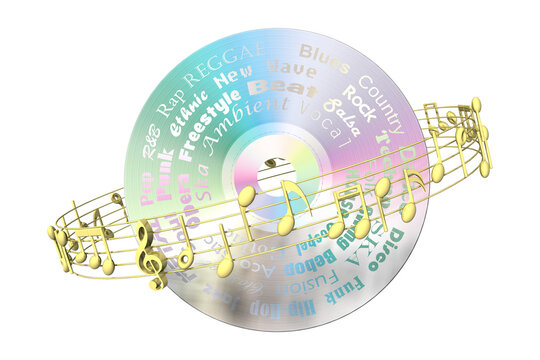 Png; Trasparente. CD musicale con pentagramma dorato su sfondo trasparente.