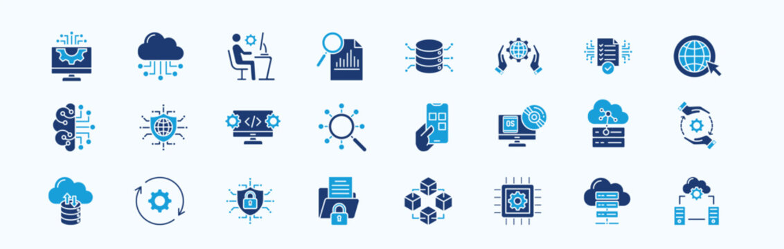 Information Technology Icon Pack Blue Style