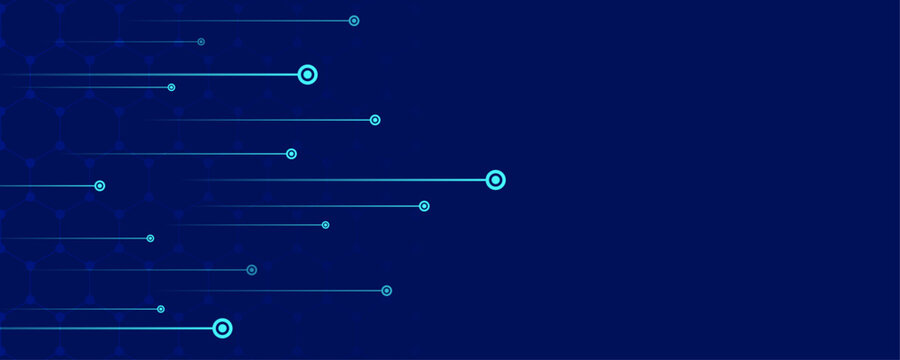 Abstract blue technology background with glowing moving data lines