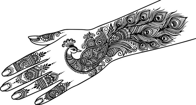 Beautiful Mehndi Design on Female Hand Traditional Henna Art