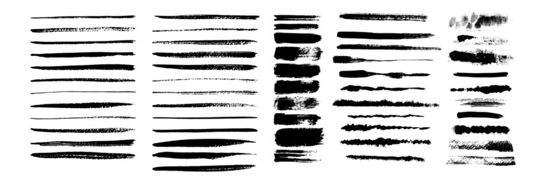 Set of Brush strokes text boxes, Paintbrush Grunge design elements, Hand drawn Grunge texture, Horizontal, Lines, vector illustrator