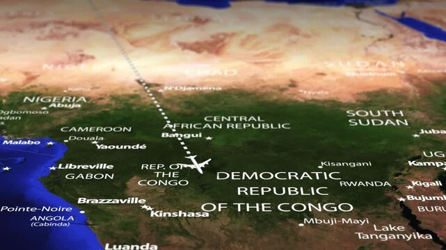 Flight From Paris FRANCE to Gaborone BOTSWANA with flag pins