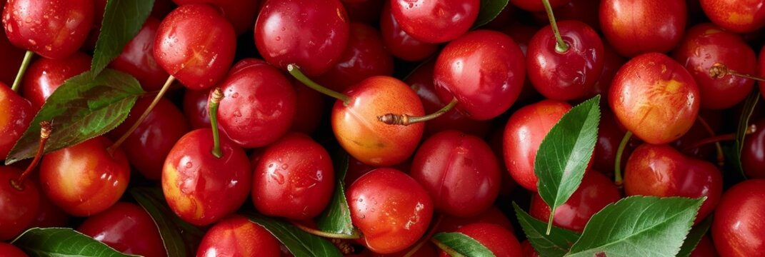 Acerola guarani cherry texture background, Malpighia emarginata pattern, barbados cherry template