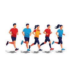 Fototapeta premium Diverse group of people running together, active lifestyle, fitness and sport
