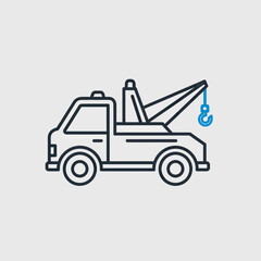 Naklejka premium Tow Truck Line Art Vector Illustration for Roadside Assistance and Vehicle Recovery Services
