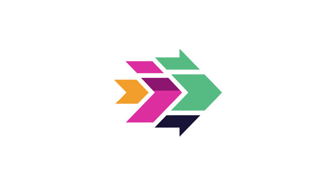 Colorful arrows pointing in same direction.