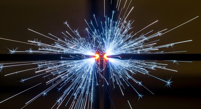 Intense spark explosion a dramatic display of electrical discharge and fiery energy