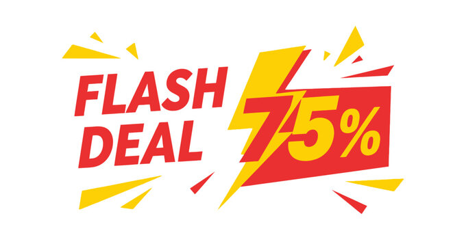 Flash Deal Seventy Five Percent Discount Graphic.