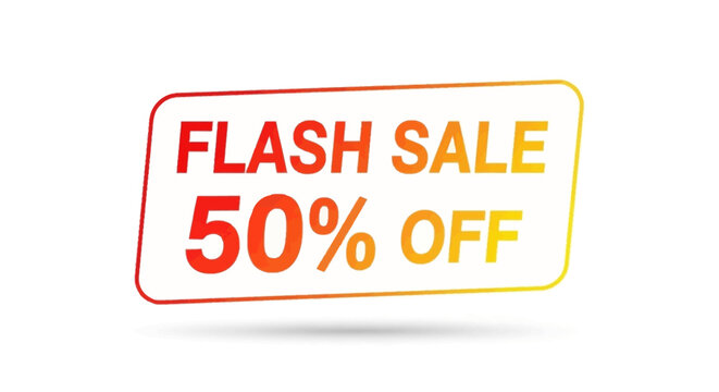 Flash Sale Fifty Percent Off Discount Offer Sign.