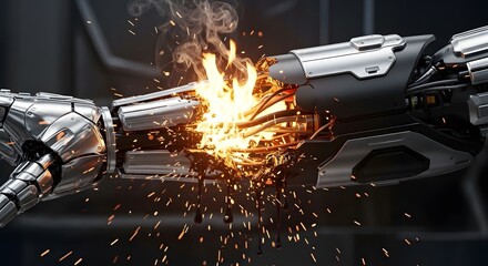 Naklejka premium Lightsaber duel intense clash between two jedi or sith in a fiery battle