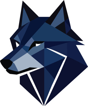 A minimalist wolf head mascot icon and origami animal silhouette illustration designed as a modern business symbol for an art set