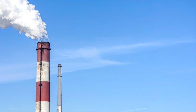 Industrial chimney emitting white smoke.