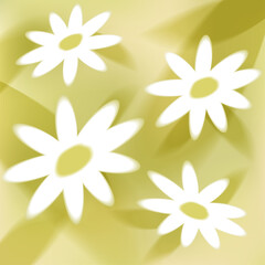 Obraz premium Soft and dreamy floral blurred illustration featuring white daisies smooth gradients and blurred edges create a calm for spring-themed designs, backgrounds, and decorative prints.