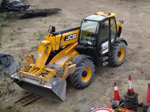 JCB telehandler working on construction site