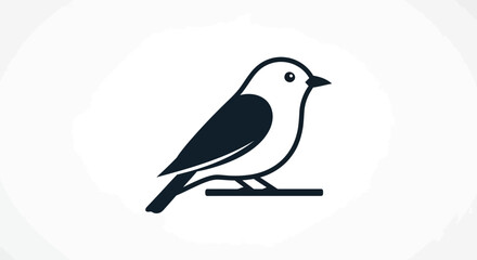 Fototapeta premium Minimalist vector illustration of a small bird perched on a branch, simple design, clean lines