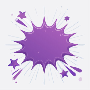 Purple Comic Book Style Explosion Speech Bubble with Stars
