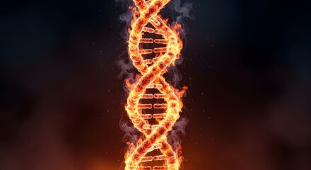 Obraz premium Fiery dna strand a symbolic representation of genetic code and life's building blocks