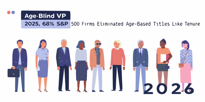 Diverse group of people illustration representing age blind vp leadership in a business setting