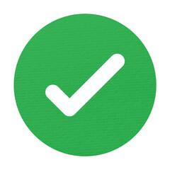 Green circle checkmark icon with clean white tick mark isolated for use in presentations and digital designs © Mahmud