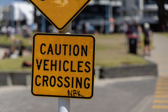 Caution Vehicles Crossing Nfk Urban Street Sign
