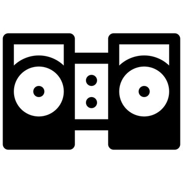 DJ controller. Outlined stroke vector icon with black-filled details.