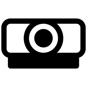 Projector. Outlined stroke vector icon with black-filled details.
