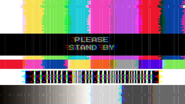 Vintage television error screen with classic test pattern and 'Please Stand By' text