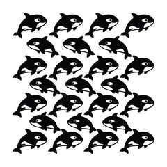 School of orcas swimming together © GridAndGray
