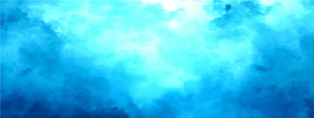 Obraz premium Abstract blue watercolor background, ethereal turquoise paint texture, artistic cyan wash vector illustration for web banners and social media