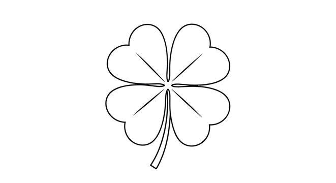 Four leaf clover line art drawing is a symbol of good luck and is often associated with the celebration of Saint Patricks Day.