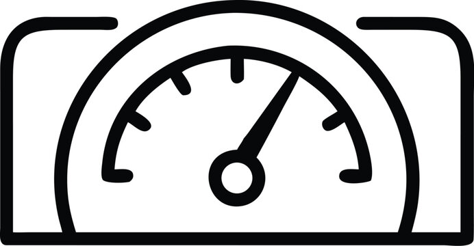gauge icon black line art on a white background speedometer style dashboard element high quality professional detailed modern elegant stylish clean