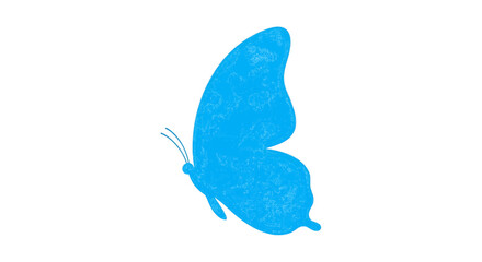 Minimalist blue butterfly vector with textured wings on white © Ibnu